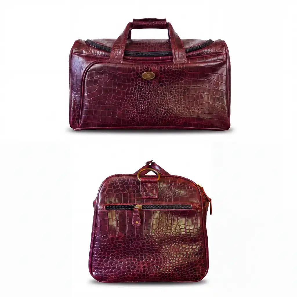 Crimson Reserve Croc Leather Duffle Bag